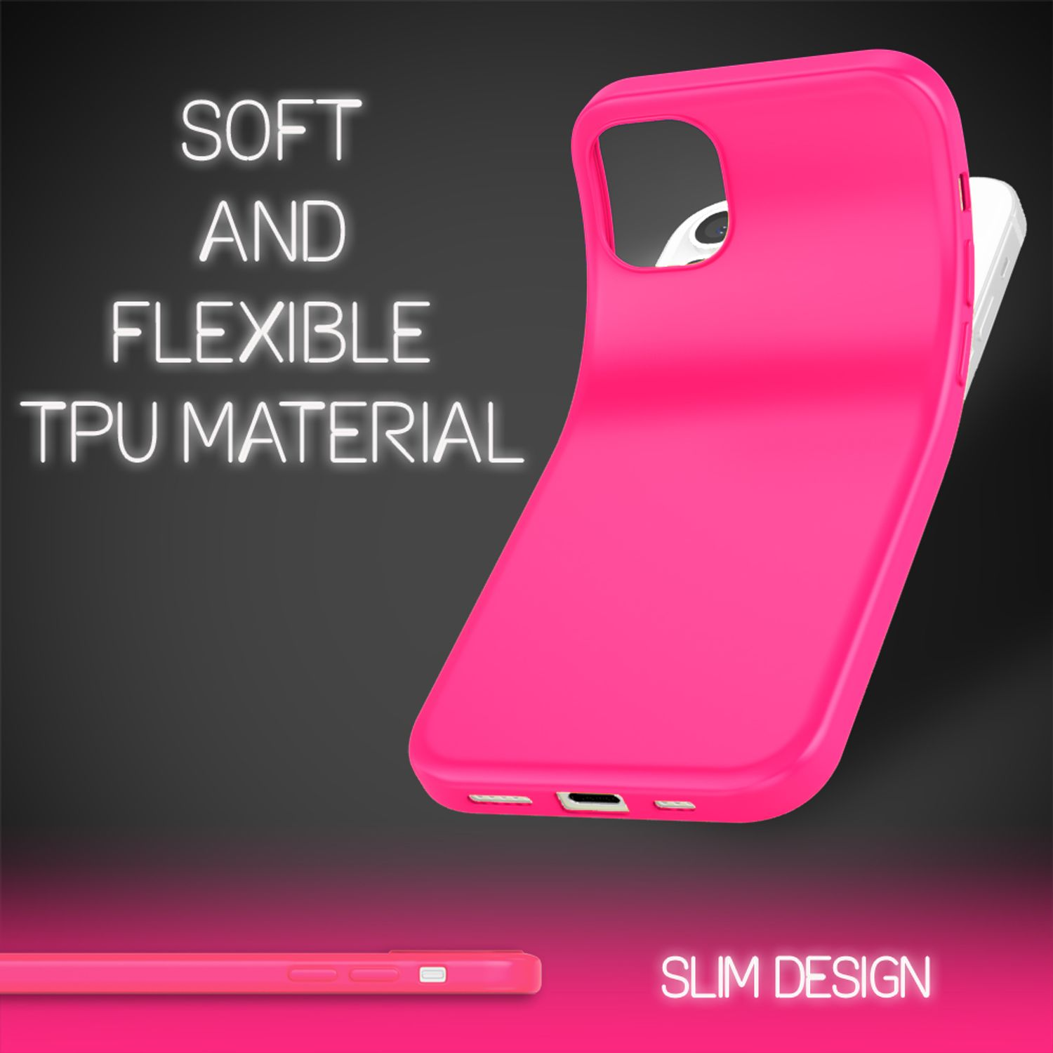 Backcover, Pro, Apple, Hülle, 12 Silikon NALIA iPhone iPhone Pink Neon 12
