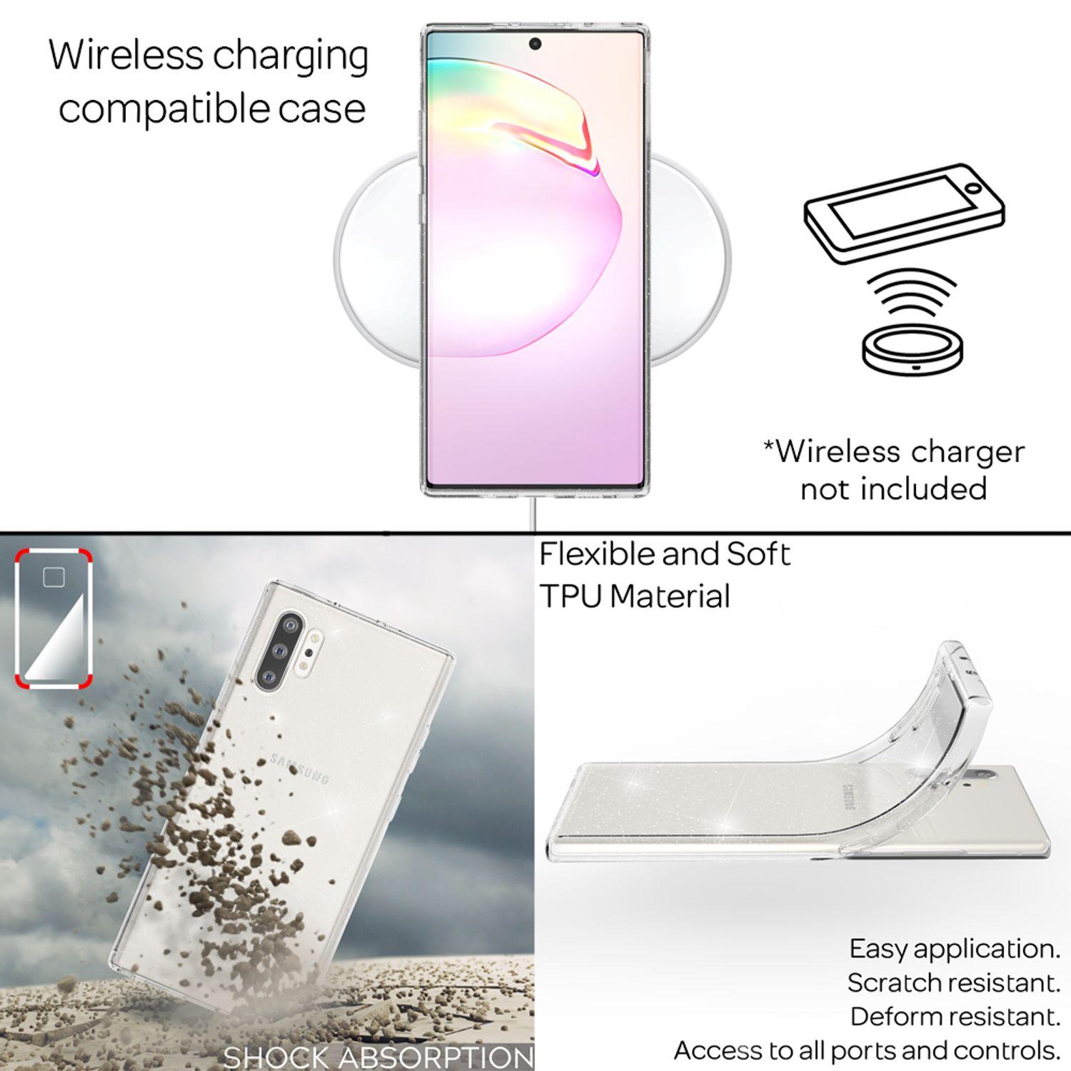 NALIA Klare Silikon Backcover, Samsung, Glitzer Pink Galaxy 10 Plus, Note Hülle