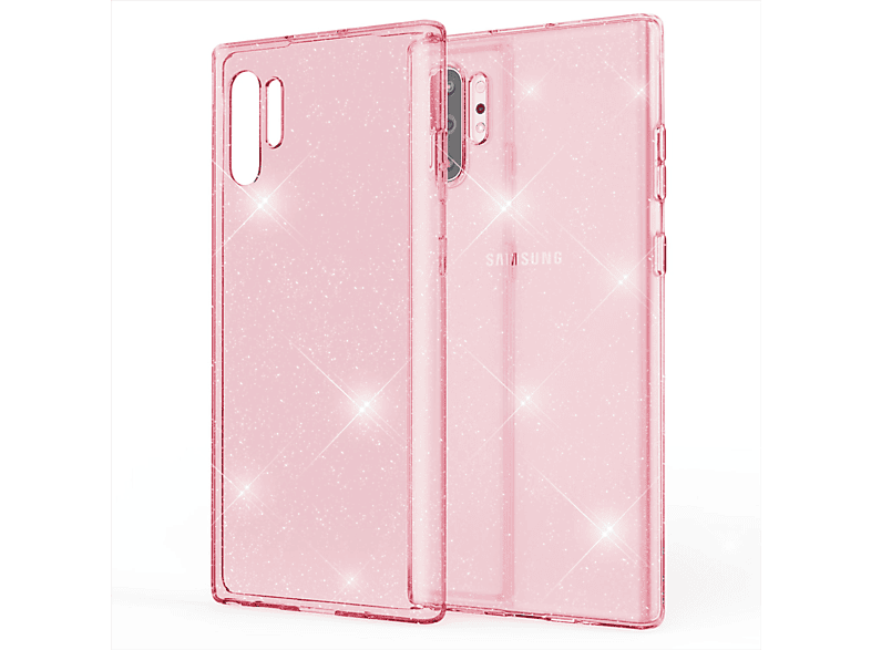 NALIA Klare Glitzer Silikon Note Pink Samsung, Hülle, Plus, Backcover, Galaxy 10