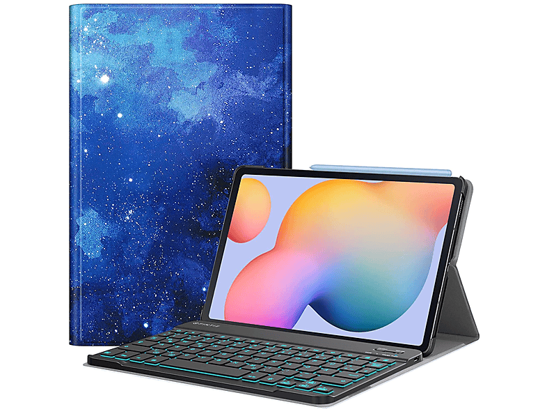 Sternenhimmel Tablethülle + Bookcover Samsung Kunstleder, Hülle für FINTIE Tastatur