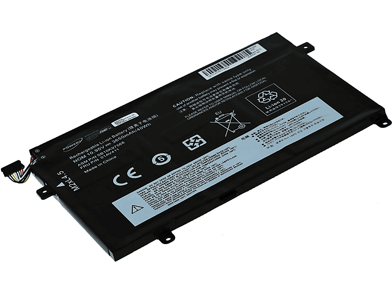 POWERY Akku für Lenovo ThinkPad E470 Li-Polymer Akku, 10.95 Volt, 3650mAh