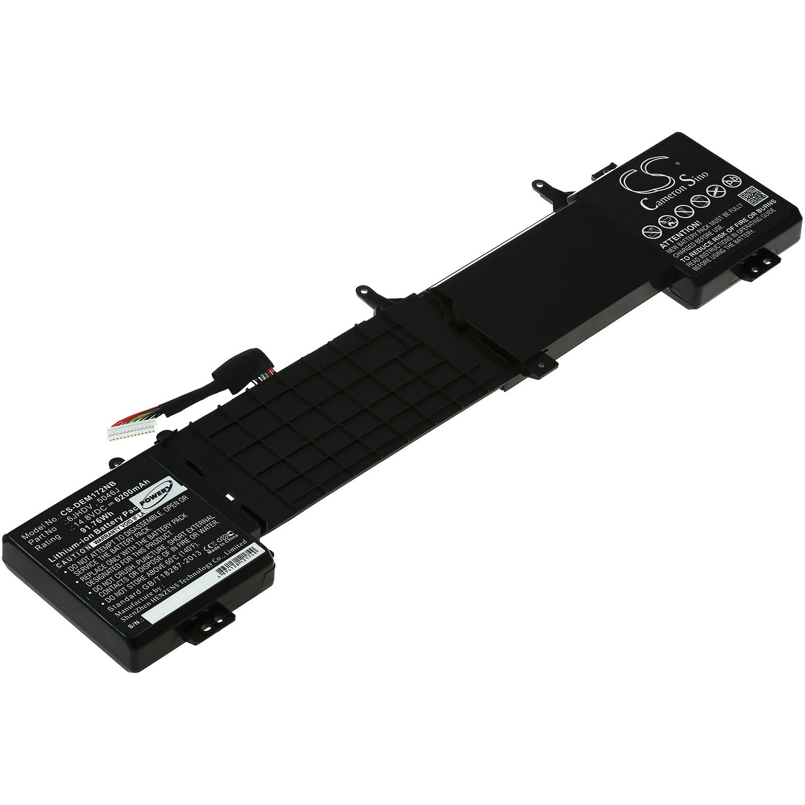 POWERY Akku für Dell Volt, 6200mAh Akku, Li-Ion ANW17-2136SLV 14.8
