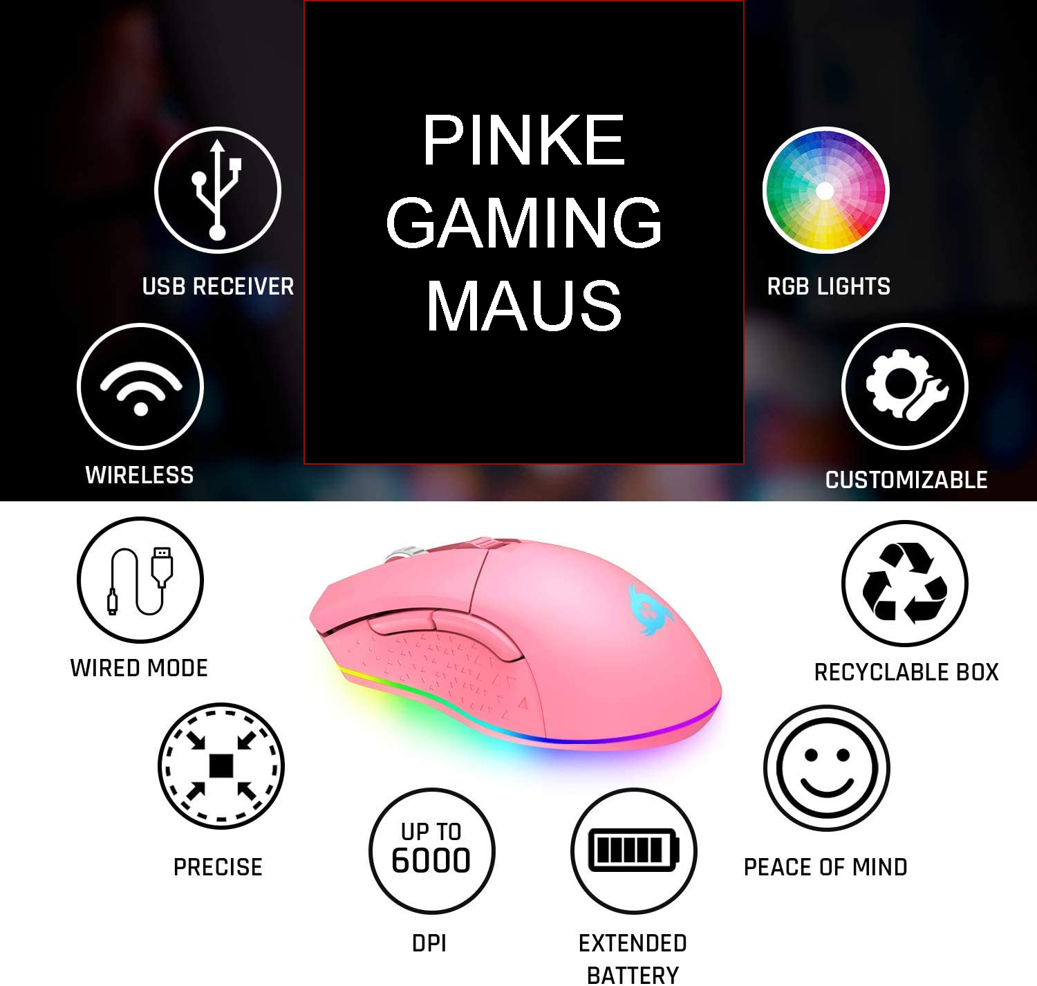 Gaming Blaze Pink KLIM Pink Maus,