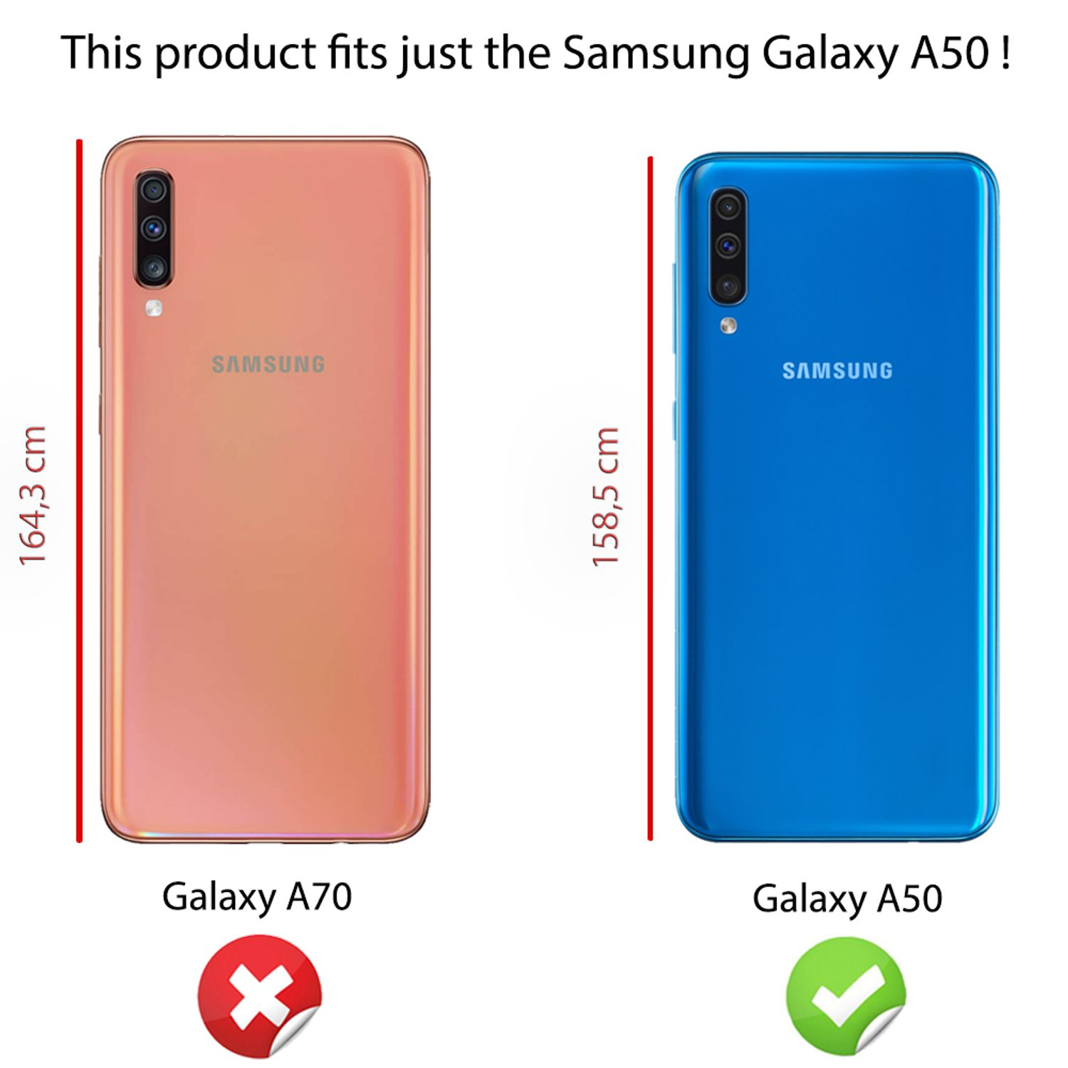 Galaxy Samsung, A50, Hülle, Silikon Backcover, Schwarz NALIA Leder-Look
