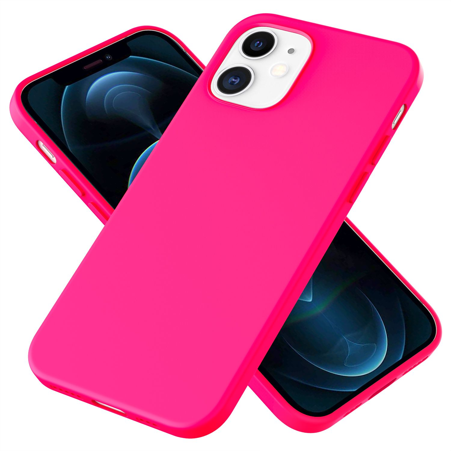 NALIA Silikon Hülle, 12 iPhone Pink Apple, iPhone Pro, Backcover, 12