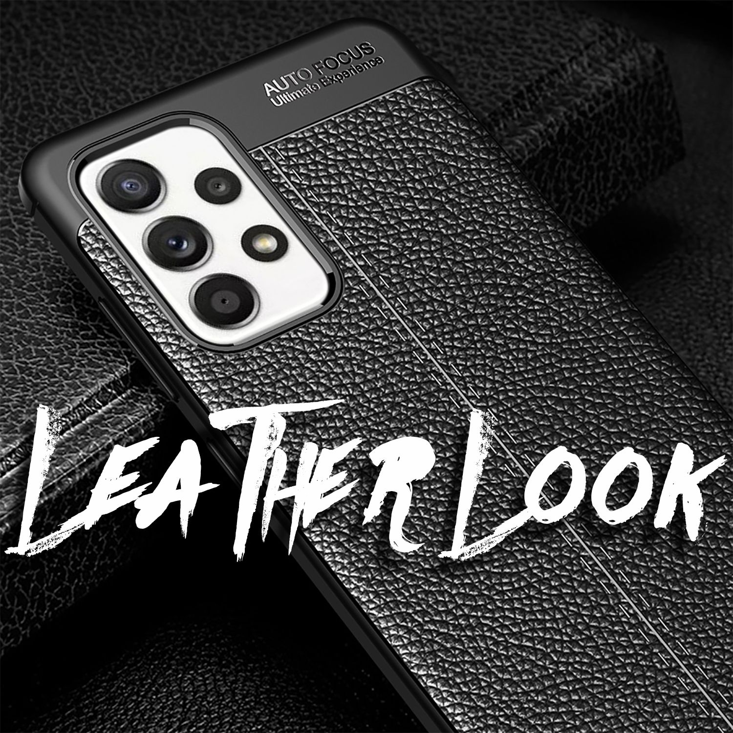 NALIA Leder-Look Silikon Hülle, Backcover, A52 Galaxy Schwarz 5G Galaxy Galaxy Samsung, 5G, A52s A52