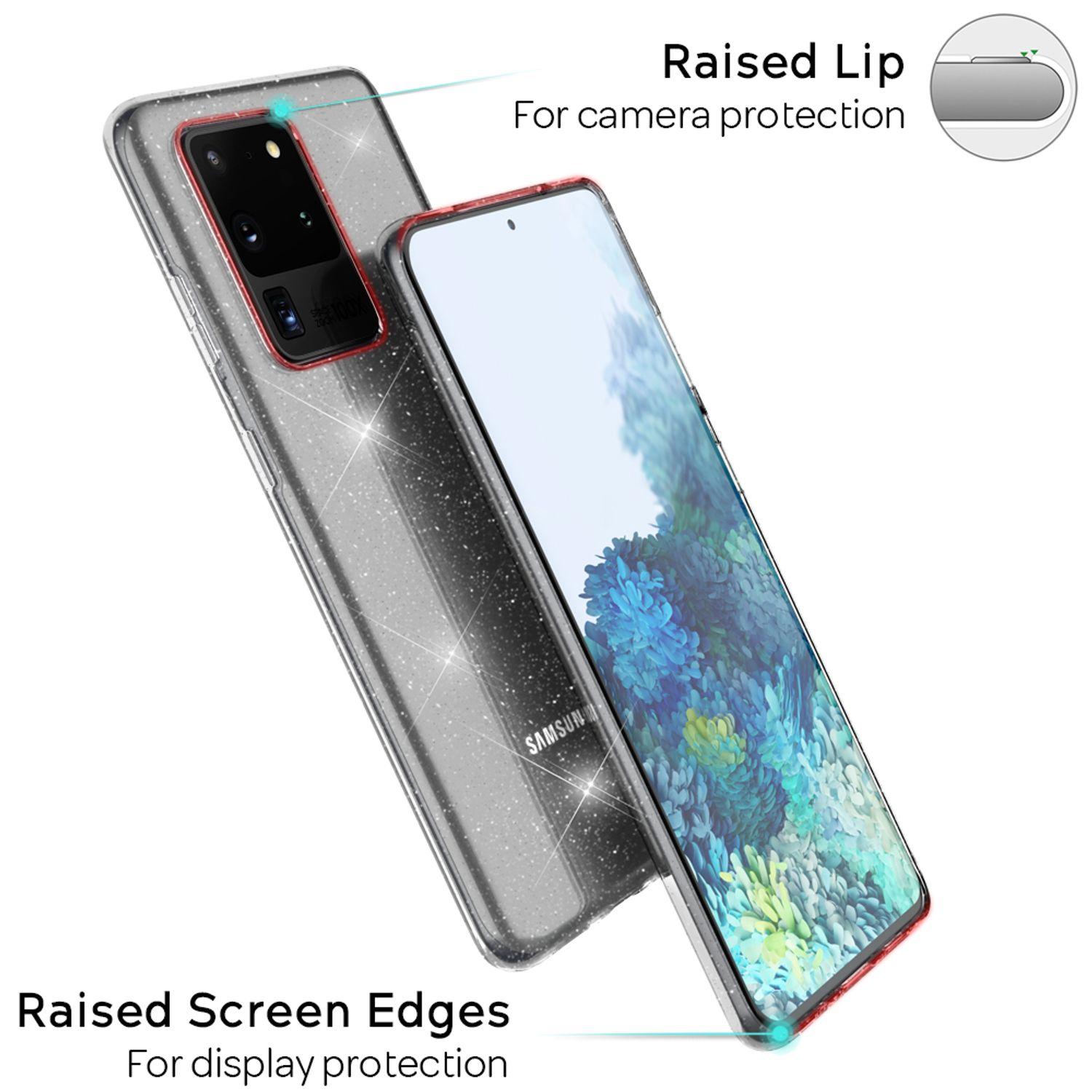 Samsung, NALIA S20 Klare Ultra, Galaxy Glitzer Backcover, Silikon Transparent Hülle,