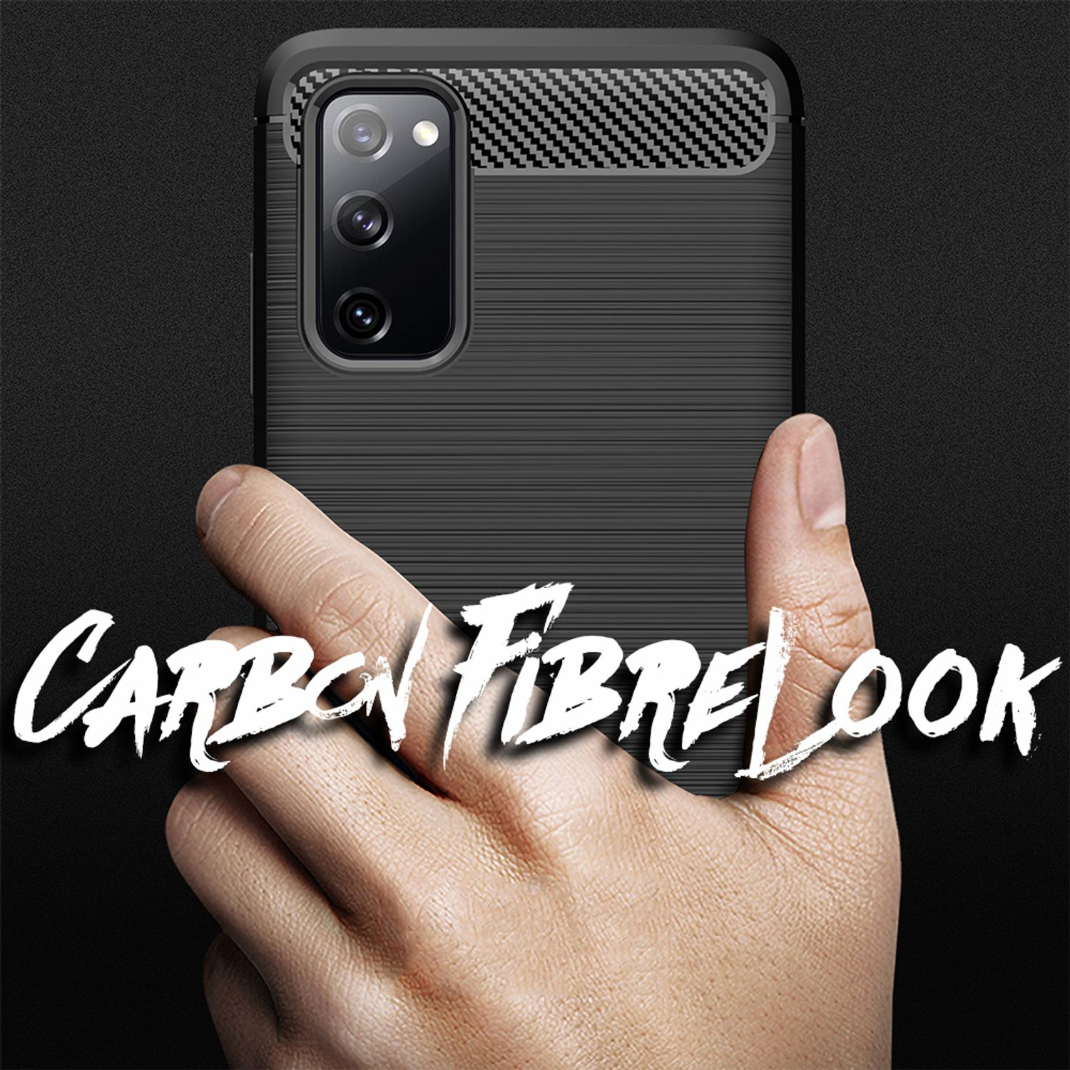 Hülle, Silikon NALIA Schwarz FE, Galaxy Carbon-Look Samsung, S20 Backcover,