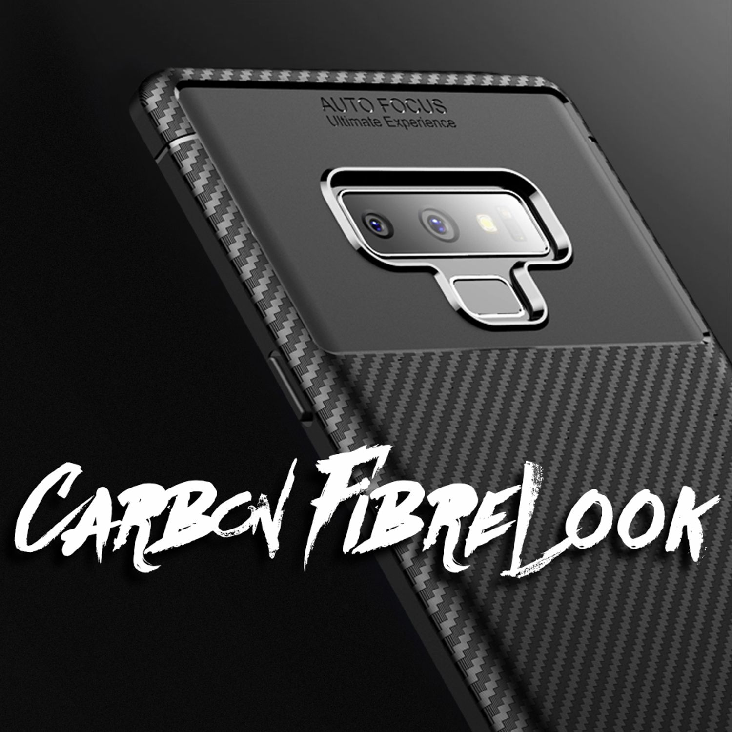 NALIA Carbon-Look Silikon Hülle, Backcover, 9, Schwarz Galaxy Note Samsung