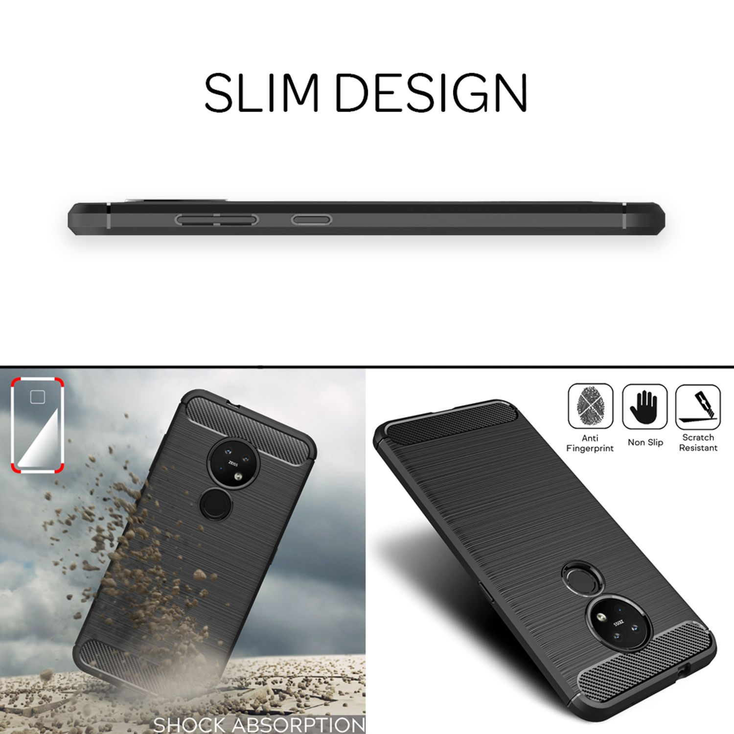 Handyhülle Für Nokia 6.2/7.2 – Carbon-Look Mit Stoßfestem TPU-Schutz