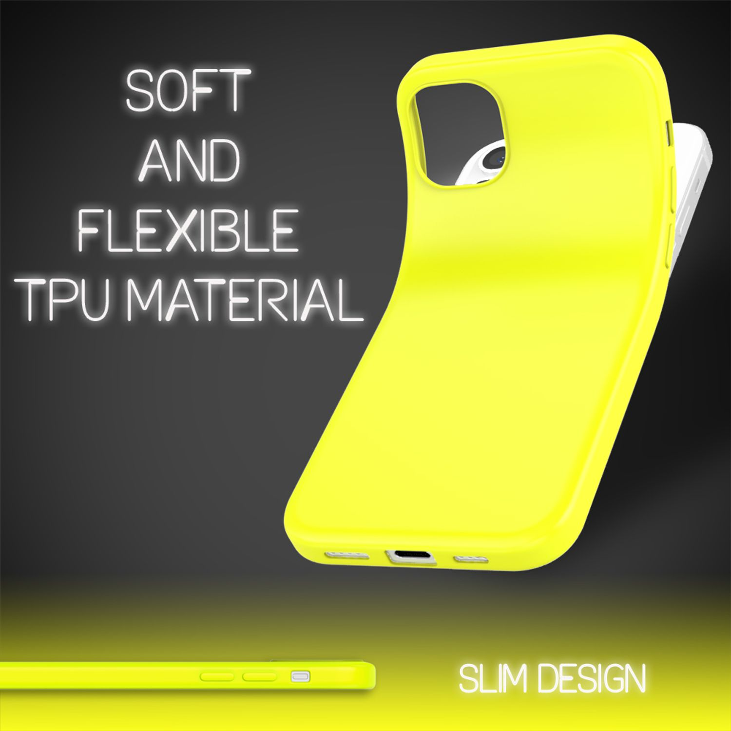 Silikon Gelb Backcover, Neon NALIA Pro 12 Apple, iPhone Max, Hülle,