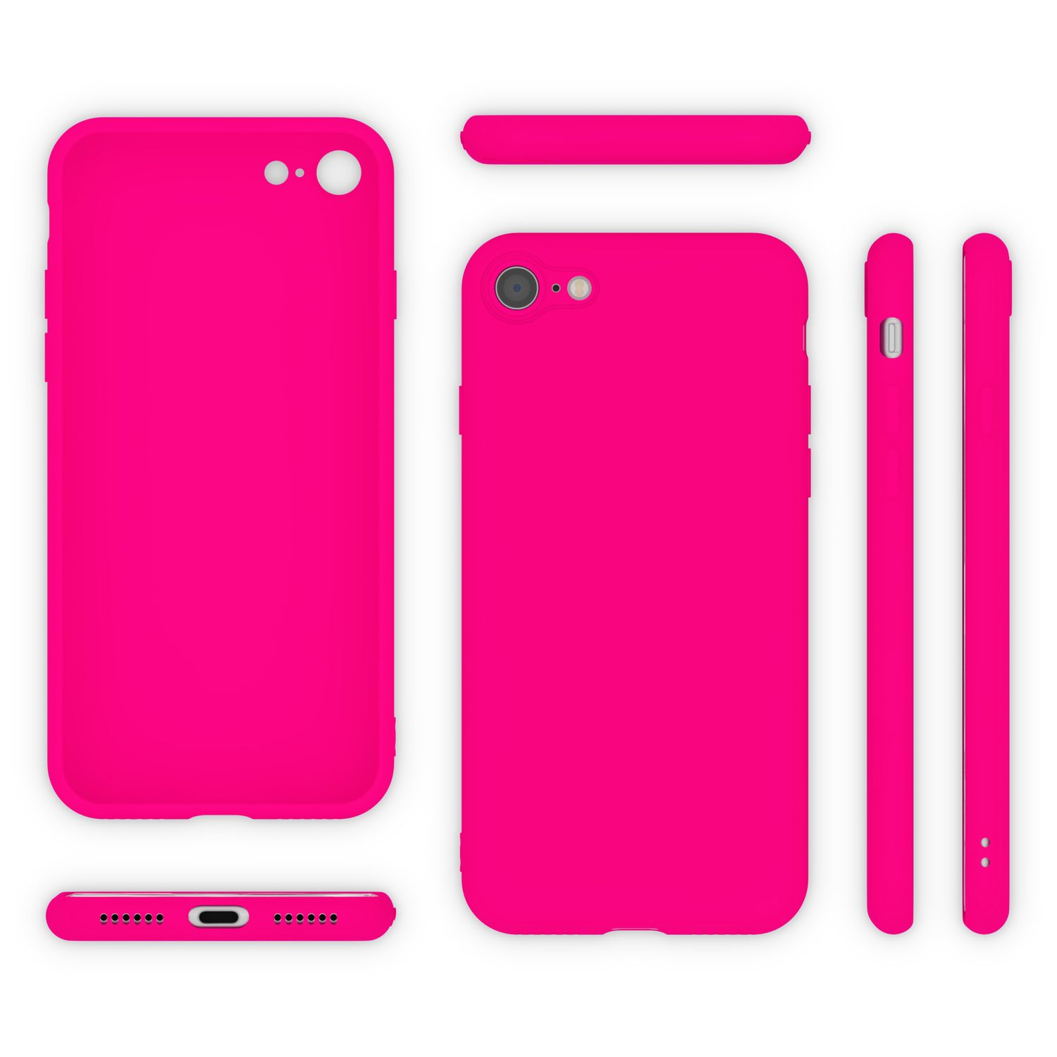 NALIA Neon Silikon Hülle, Backcover, Apple, iPhone 8 SE iPhone 7 Pink iPhone (2020)