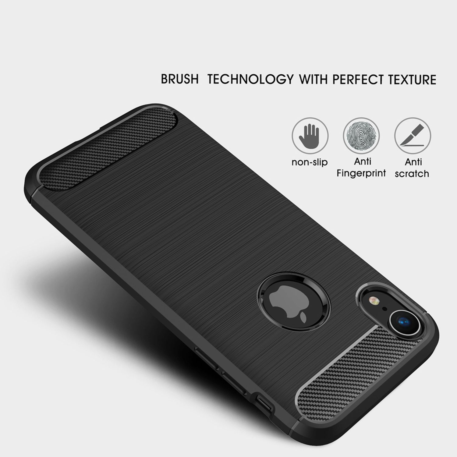 NALIA Carbon-Look Silikon iPhone Apple, XR, Backcover, Schwarz Hülle