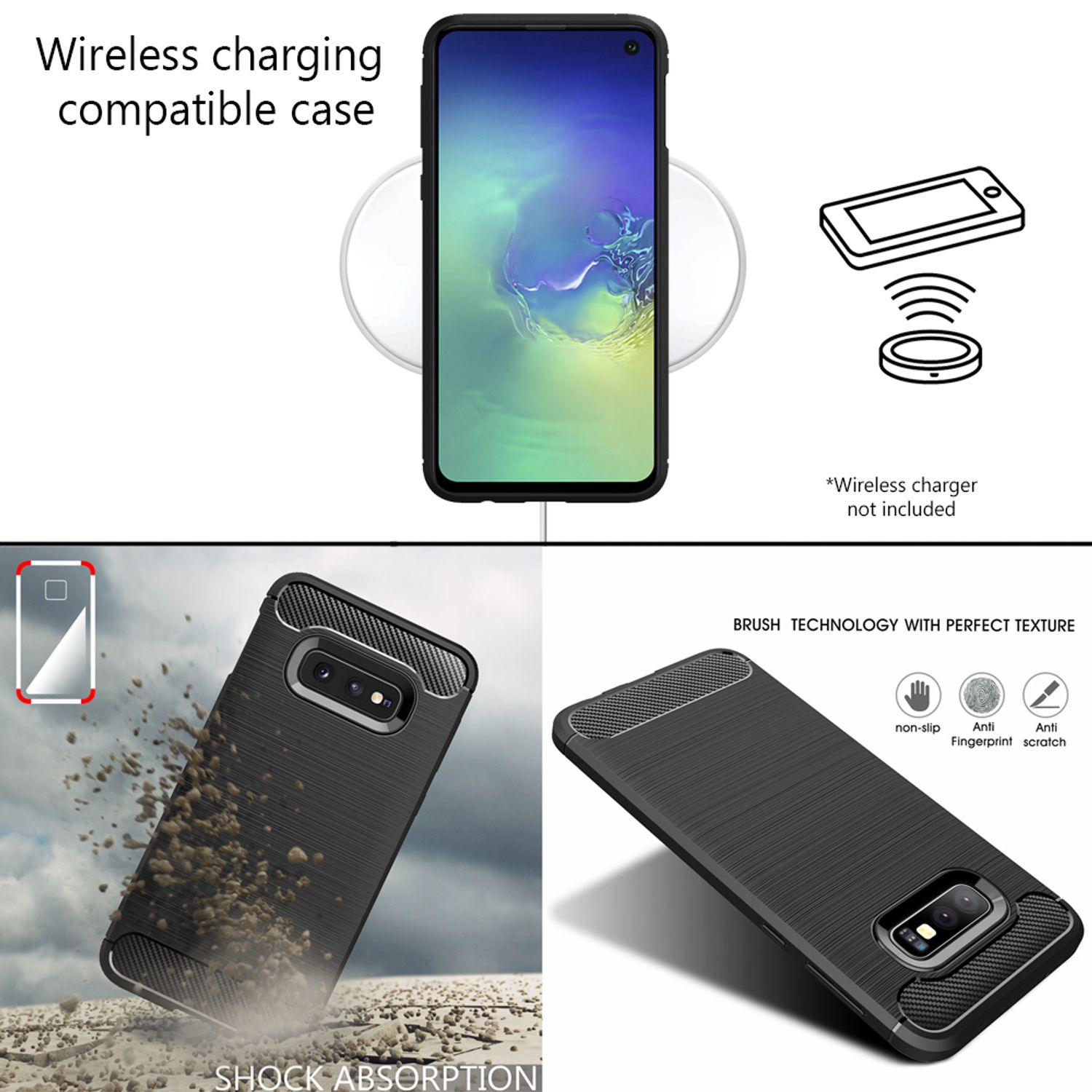 Telefon und Hülle. Eigenschaften: Kompatibel mit kabellosem Laden, Stoßdämpfung und rutschfest, Anti-Fingerabdruck, Anti-Kratzer.