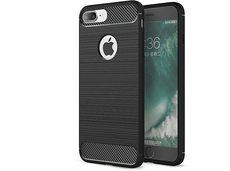 NALIA Carbon-Look Silikon Hülle, Schwarz iPhone iPhone 8 Apple, Plus, Plus 7 Backcover