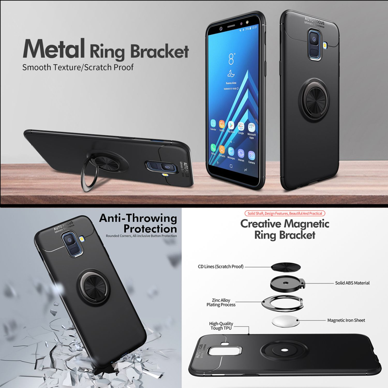 Backcover, Ring Samsung, Rot Matte Galaxy A6, Hülle, Silikon NALIA
