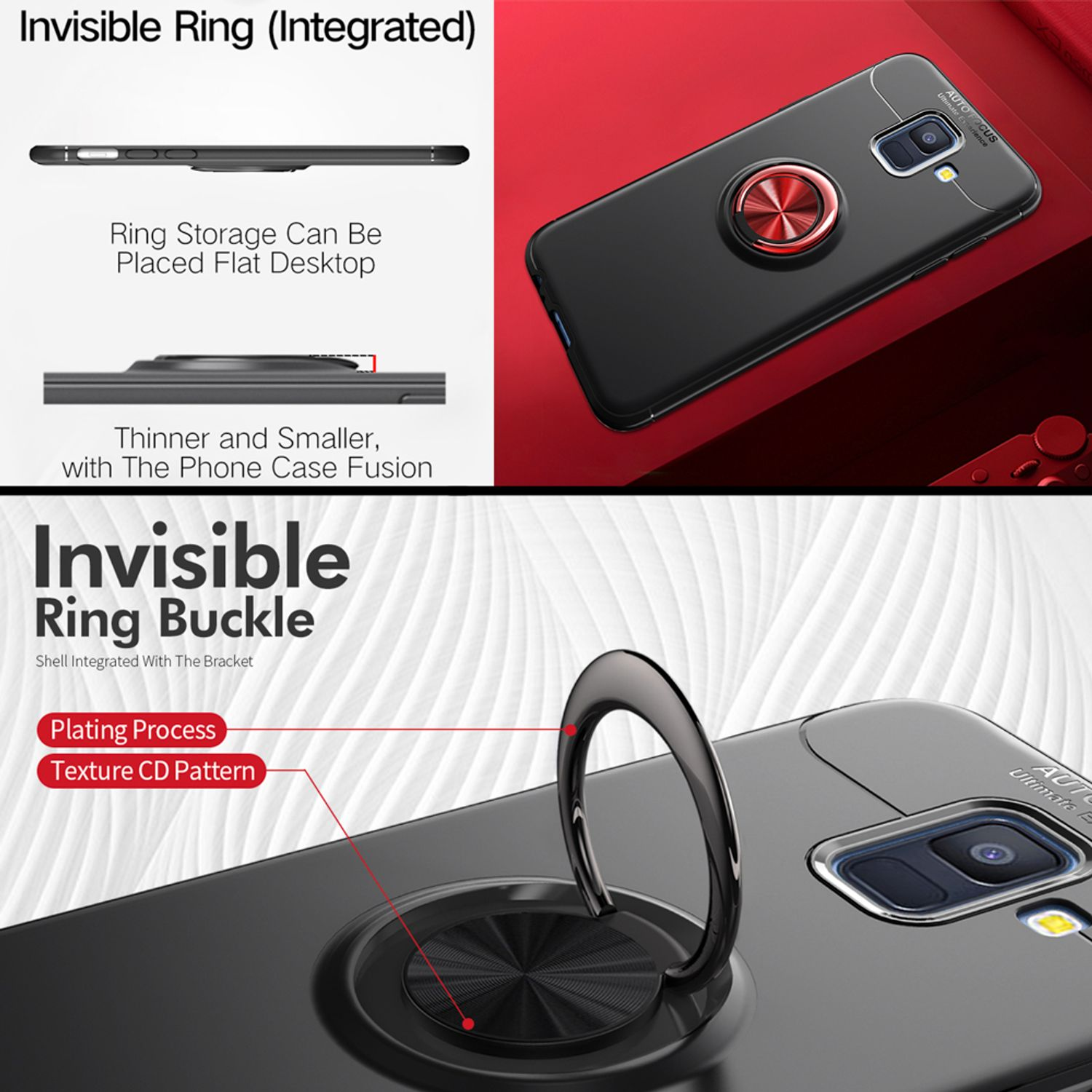 NALIA Matte Ring Rot Samsung, Hülle, Backcover, A6, Silikon Galaxy