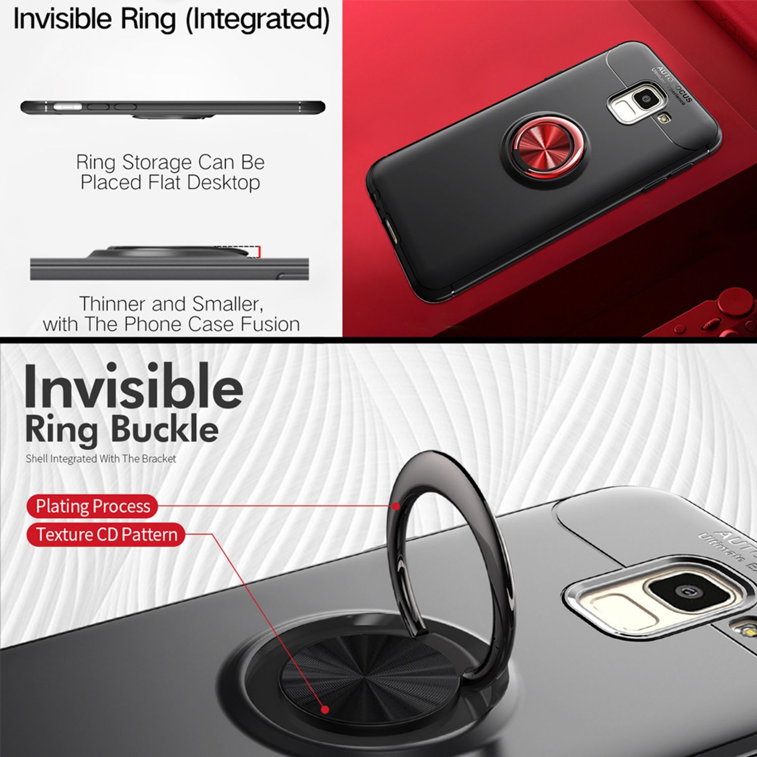 Backcover, Matte Ring Rot Galaxy J6, Samsung, Silikon NALIA Hülle,