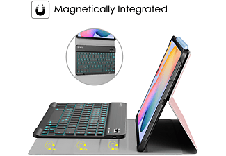 FINTIE Hülle + Tastatur Tablethülle Bookcover für Samsung Kunstleder, Roségold