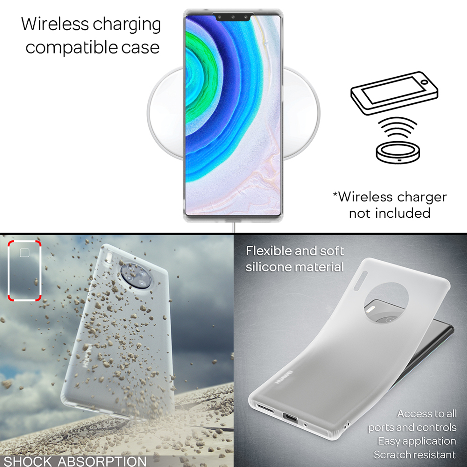 NALIA Semi-Transparente Silikon Hülle, Mate Grün Backcover, Huawei, 30 Pro