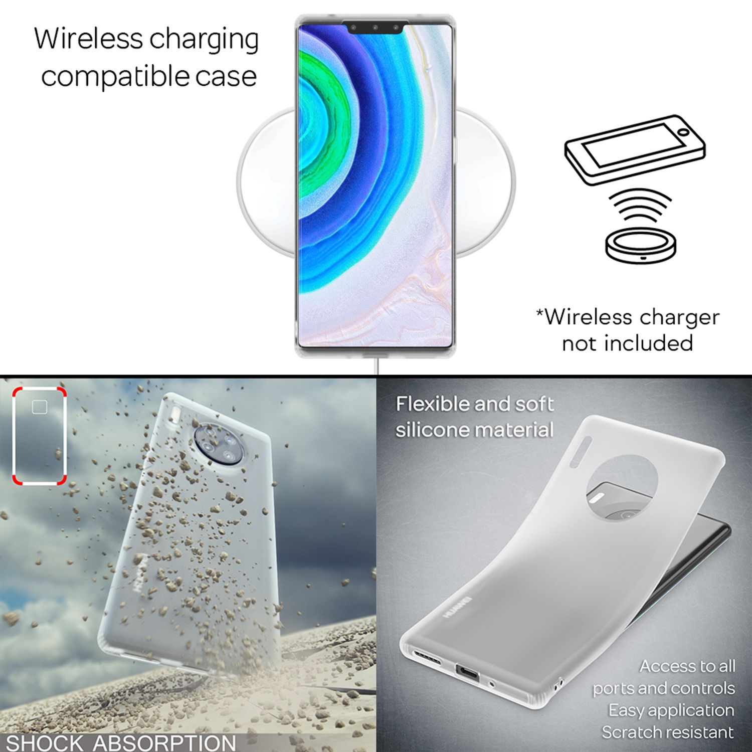 Silikon Huawei, Schwarz Hülle, 30 Semi-Transparente Backcover, Pro, Mate NALIA