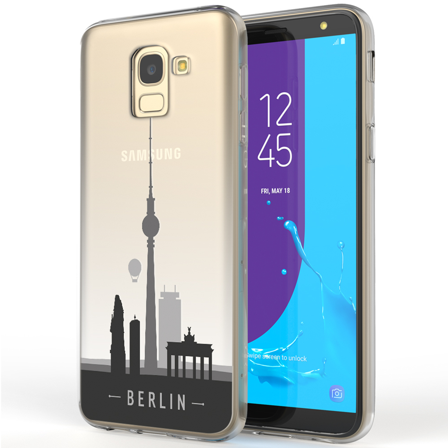 Samsung, NALIA Mehrfarbig Motiv Galaxy Backcover, Silikon Hülle, J6,