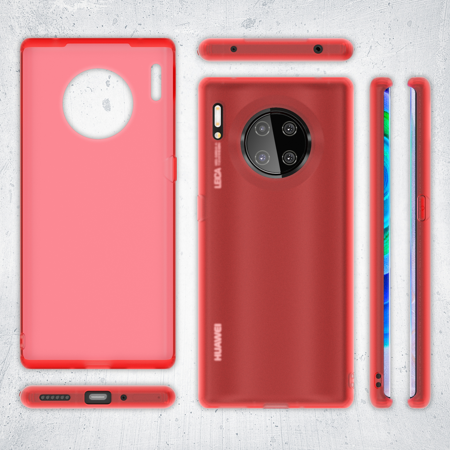 Rot Silikon Huawei, Backcover, NALIA Pro, 30 Hülle, Semi-Transparente Mate
