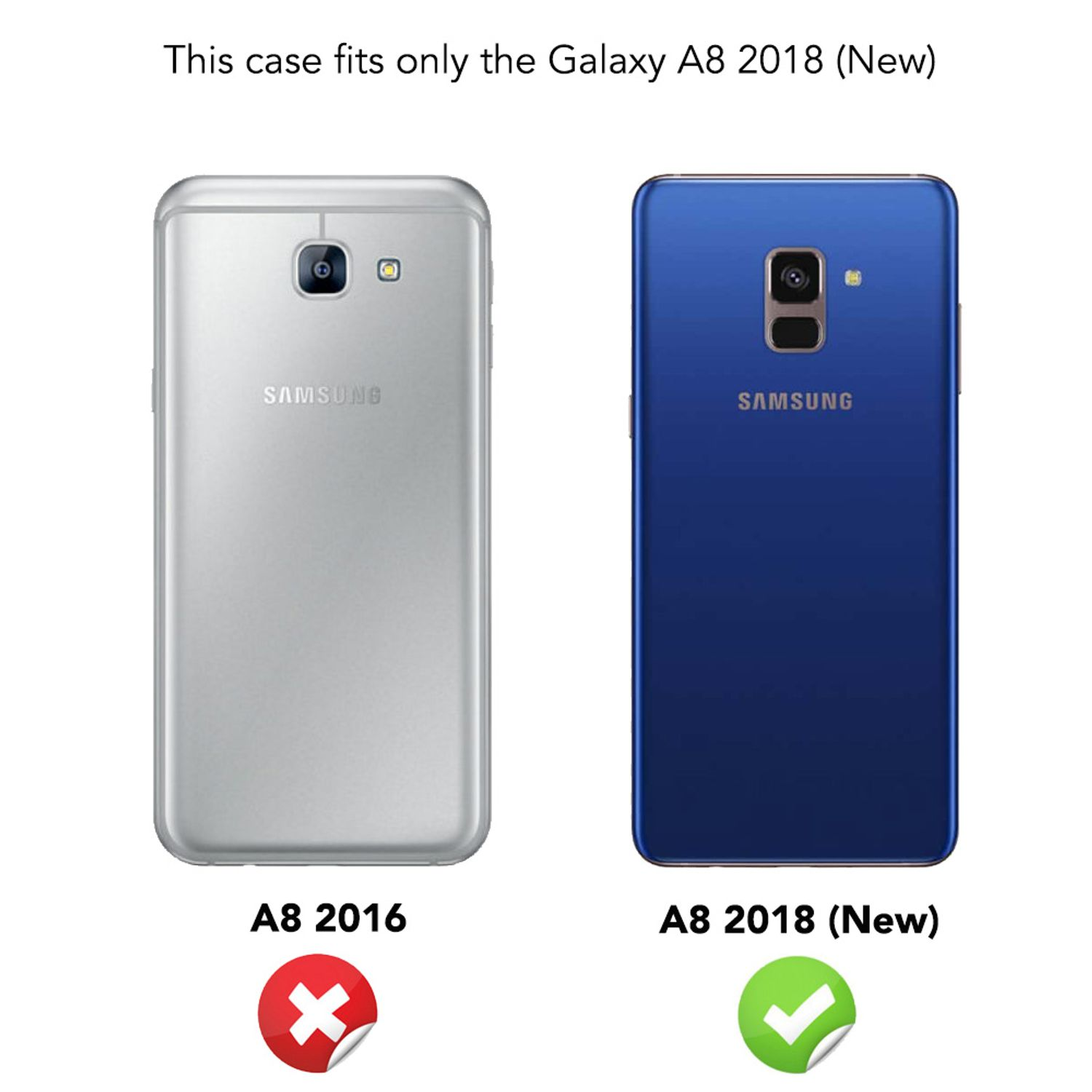 Dos teléfonos, uno plateado y otro azul. Solo el teléfono azul es compatible.