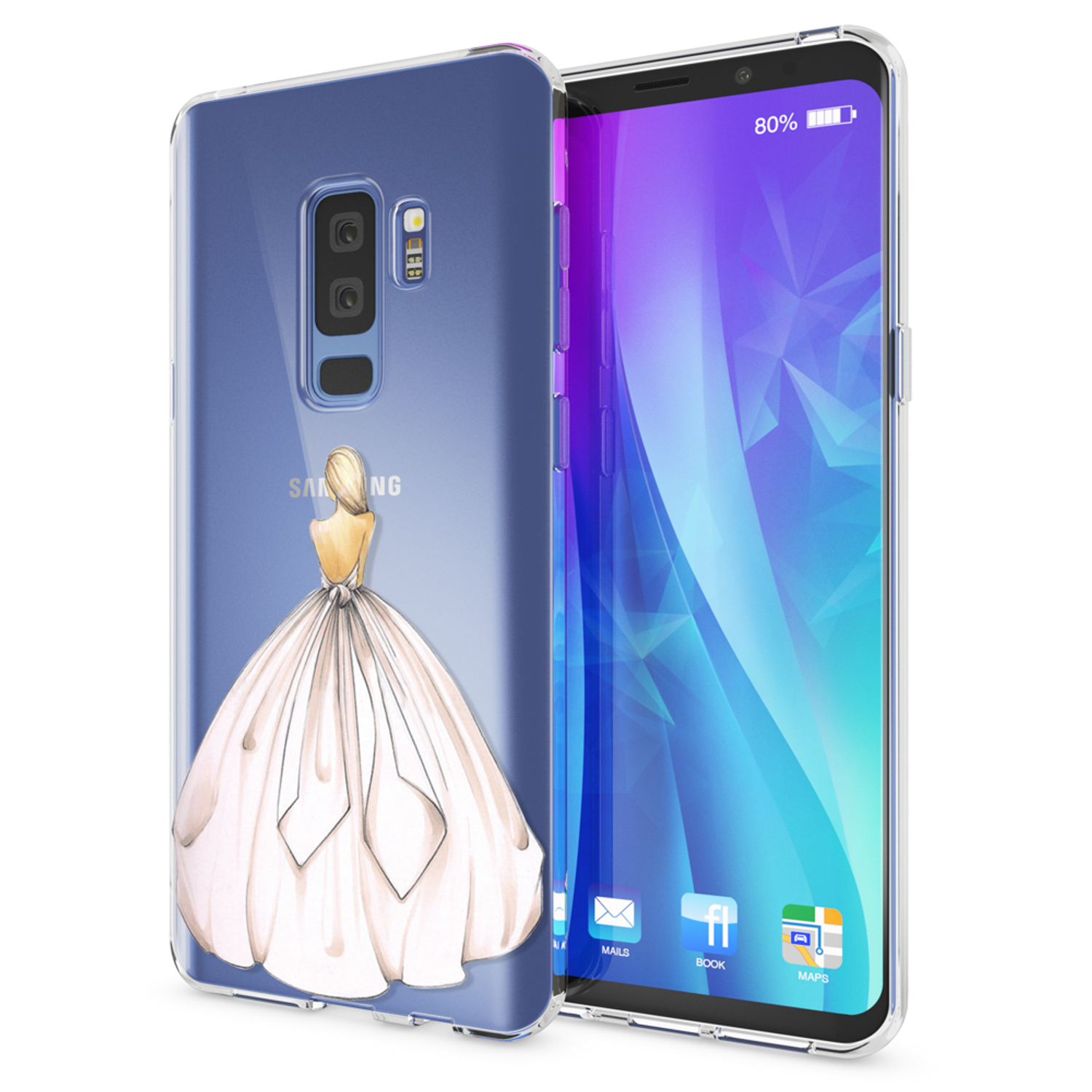 Transparente Handyhülle mit Kleiderdesign für Samsung S9.