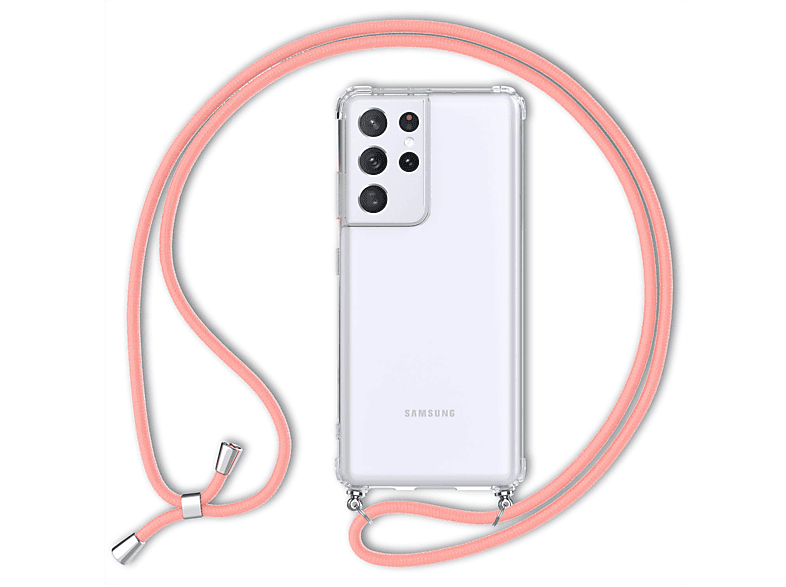 Backcover, zum Galaxy Kette mit Hülle Pink Samsung, NALIA S21 Umhängen, Ultra, Klare