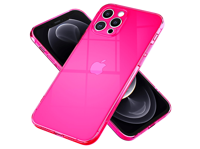 12 Silikon Pro, Backcover, Apple, Hülle, Neon Klar Pink iPhone Transparente NALIA
