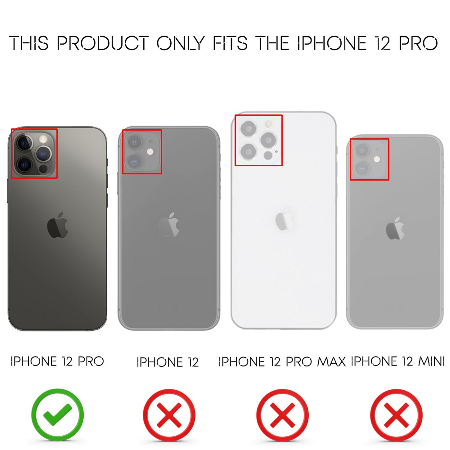 Vier iPhone-Modelle. Das iPhone 12 Pro ist als kompatibel gekennzeichnet.