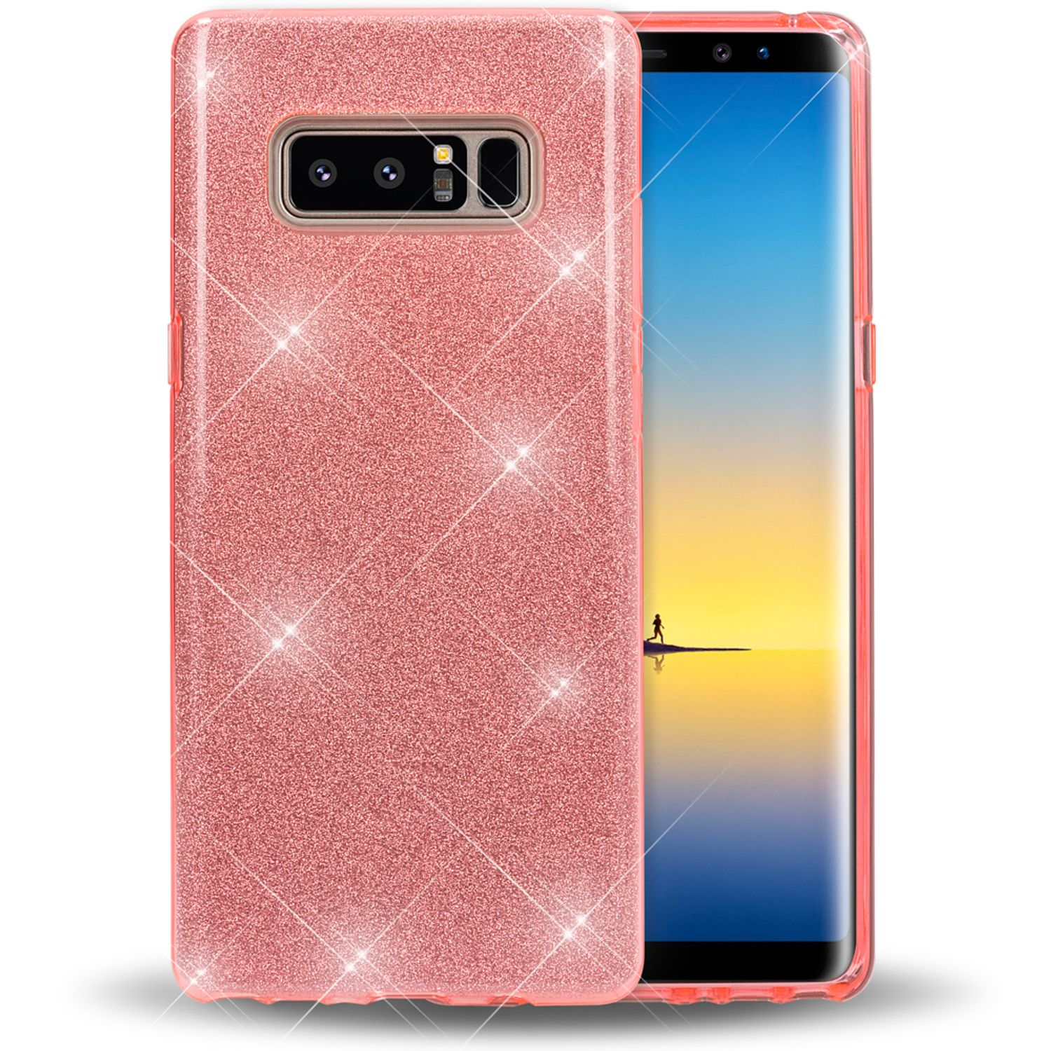 NALIA Glitzer Hülle, Galaxy Backcover, Pink 8, Note Samsung