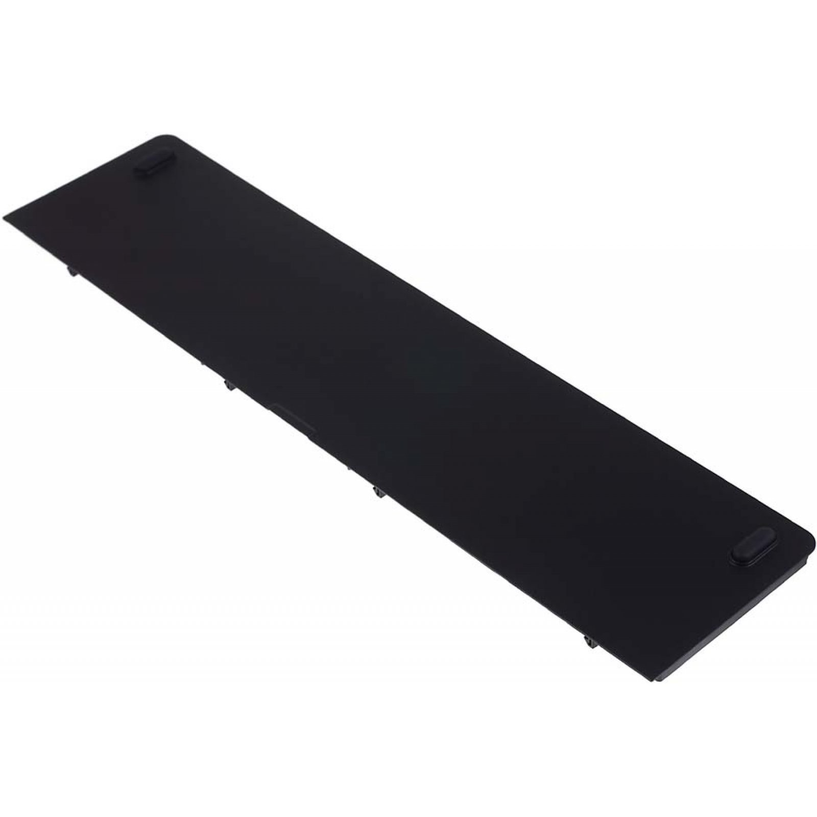 Eine schwarze Laptop-Abdeckung mit Anschlüssen. Sie ist rechteckig und hat eine flache Oberfläche.