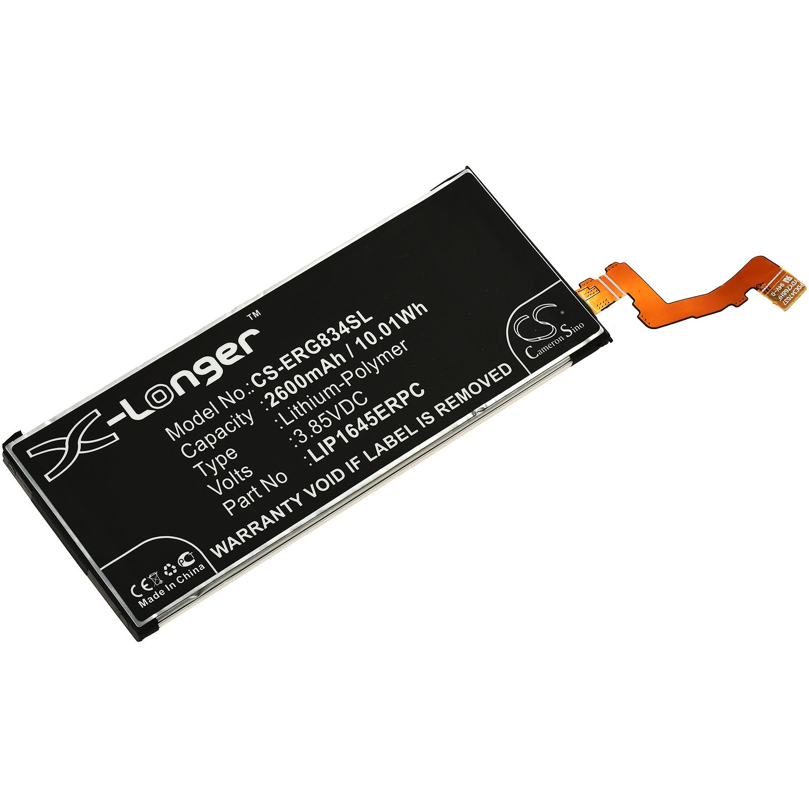 Sony Akku, 2600mAh Li-Polymer für Volt, POWERY Typ LIP1645ERPC 3.85 Akku