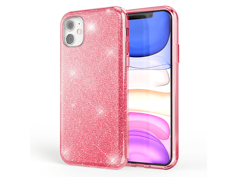NALIA Glitzer Hülle, Backcover, Apple, iPhone 11, Pink MediaMarkt