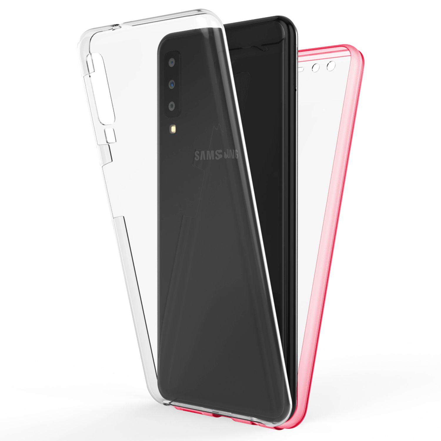 Grad 360 Hülle, Pink Klare Backcover, A7 (2018), Samsung, Galaxy NALIA