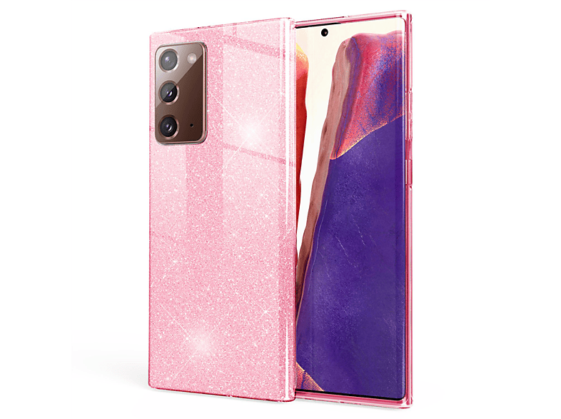 Note Samsung, 20, Pink Hülle, Galaxy Backcover, Glitzer NALIA
