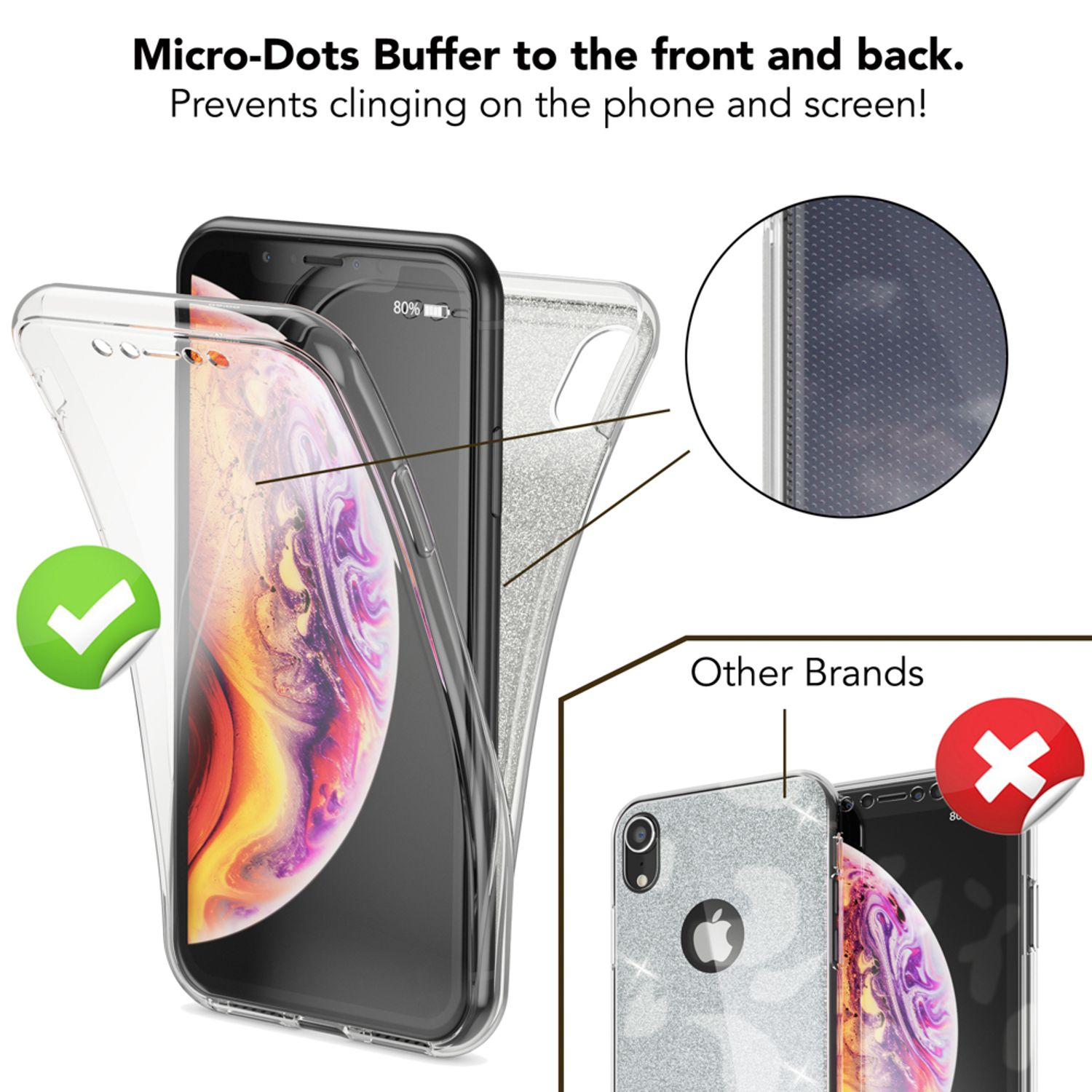 NALIA 360 Grad Glitzer Nicht verfügbar iPhone XR, Silikon Hülle, Backcover, Apple