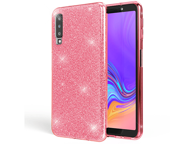 NALIA Glitzer Hülle, Backcover, (2018), Pink A7 Samsung, Galaxy