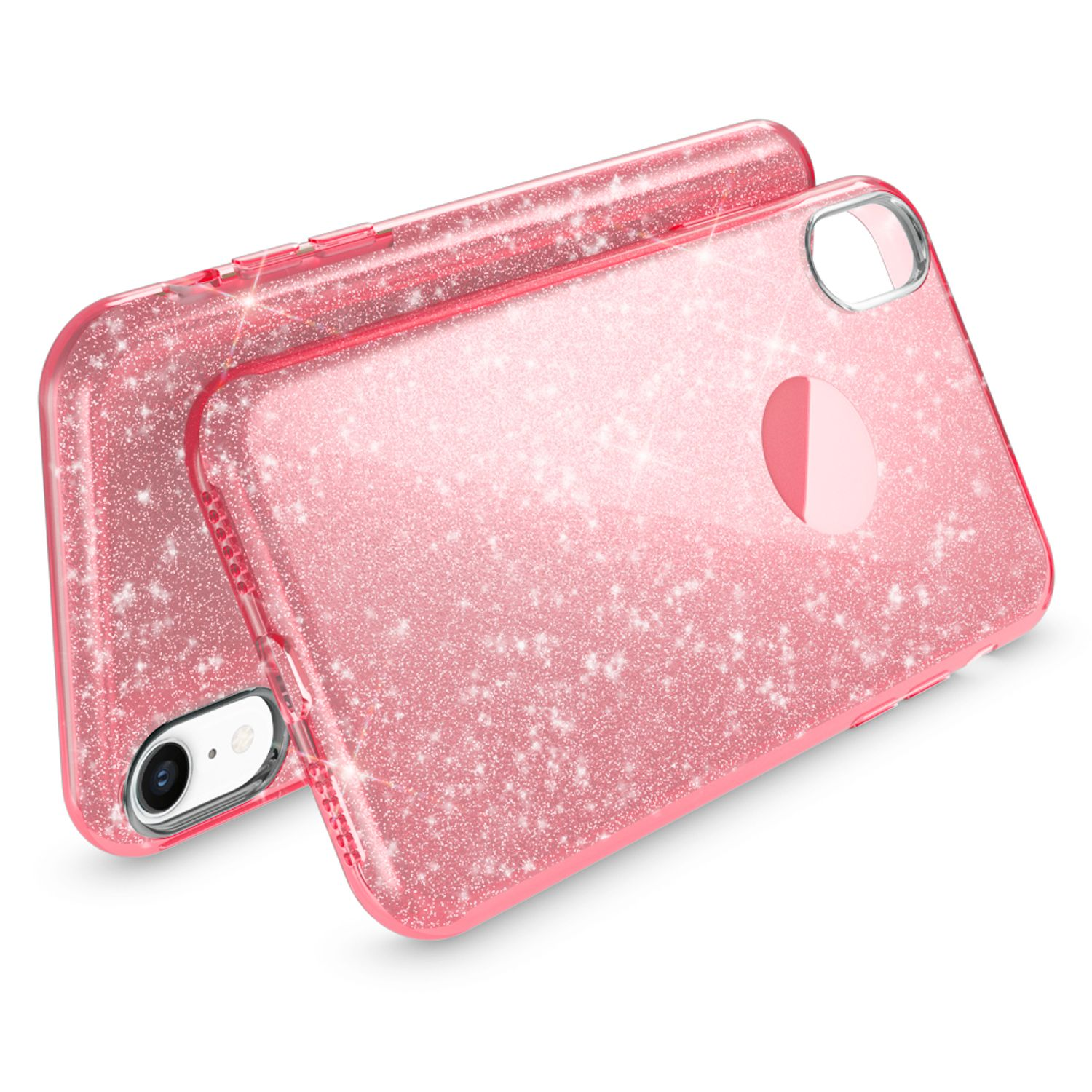 Hülle, NALIA XR, Pink Apple, iPhone Glitzer Backcover,