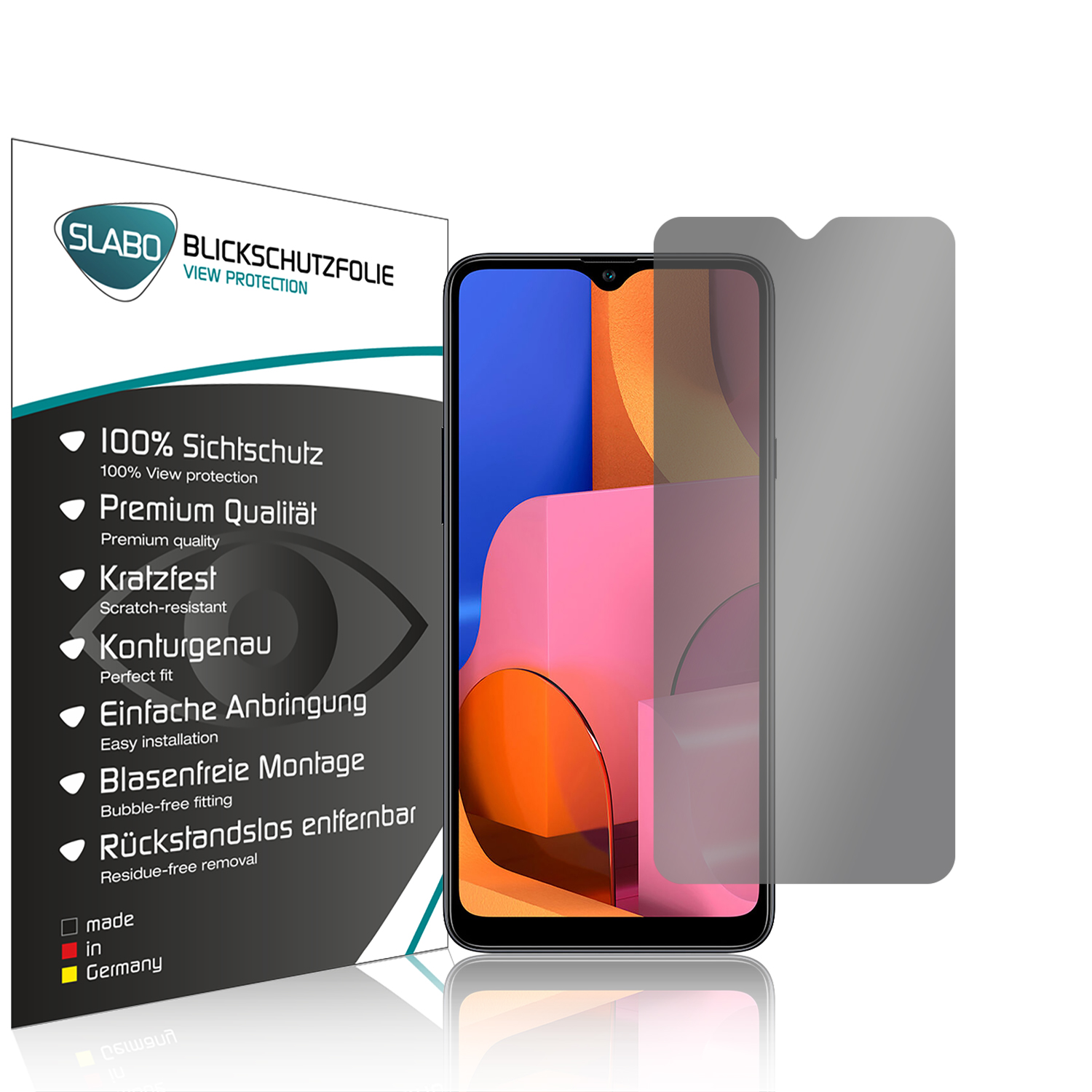 Blickschutzfolie Displayschutz(für 4-Way 360° Galaxy Sichtschutz A20s) Samsung SLABO