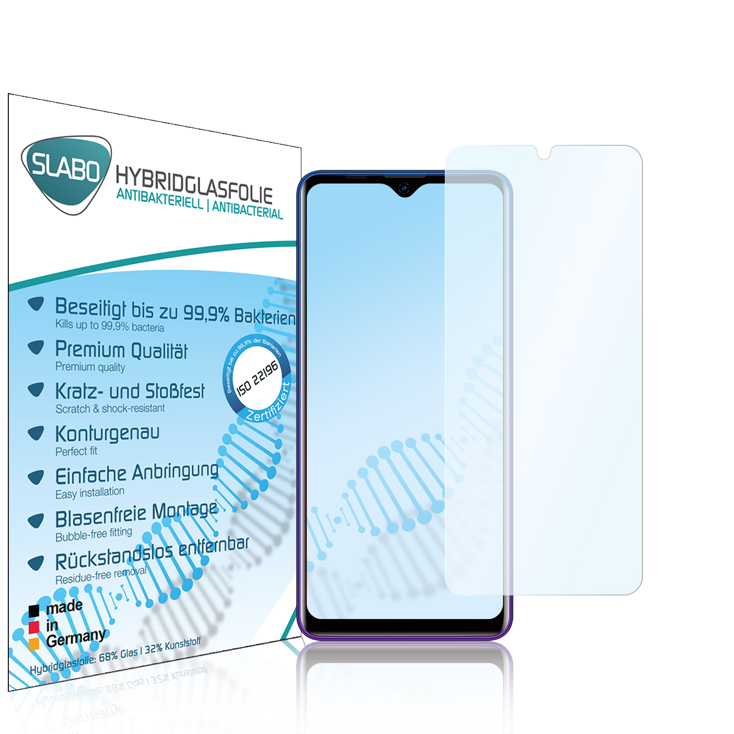 SLABO Displayschutz(für Hybridglasfolie antibakterielle Blackview A80) flexible