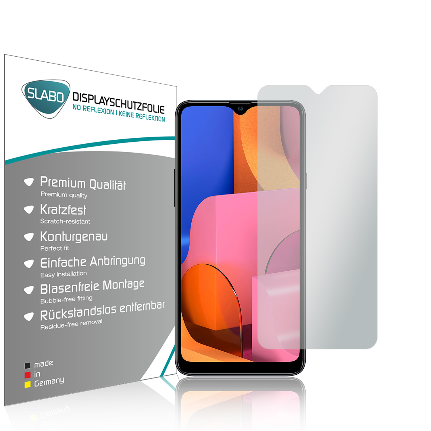 Ein Telefon mit einem Displayschutz. Der Bildschirm ist transparent und bietet eine klare Sicht auf den Telefonbildschirm.