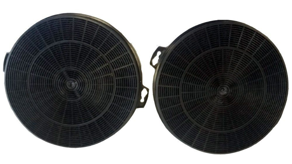 Dos filtros circulares negros con diseño de malla. Asas en los lados.