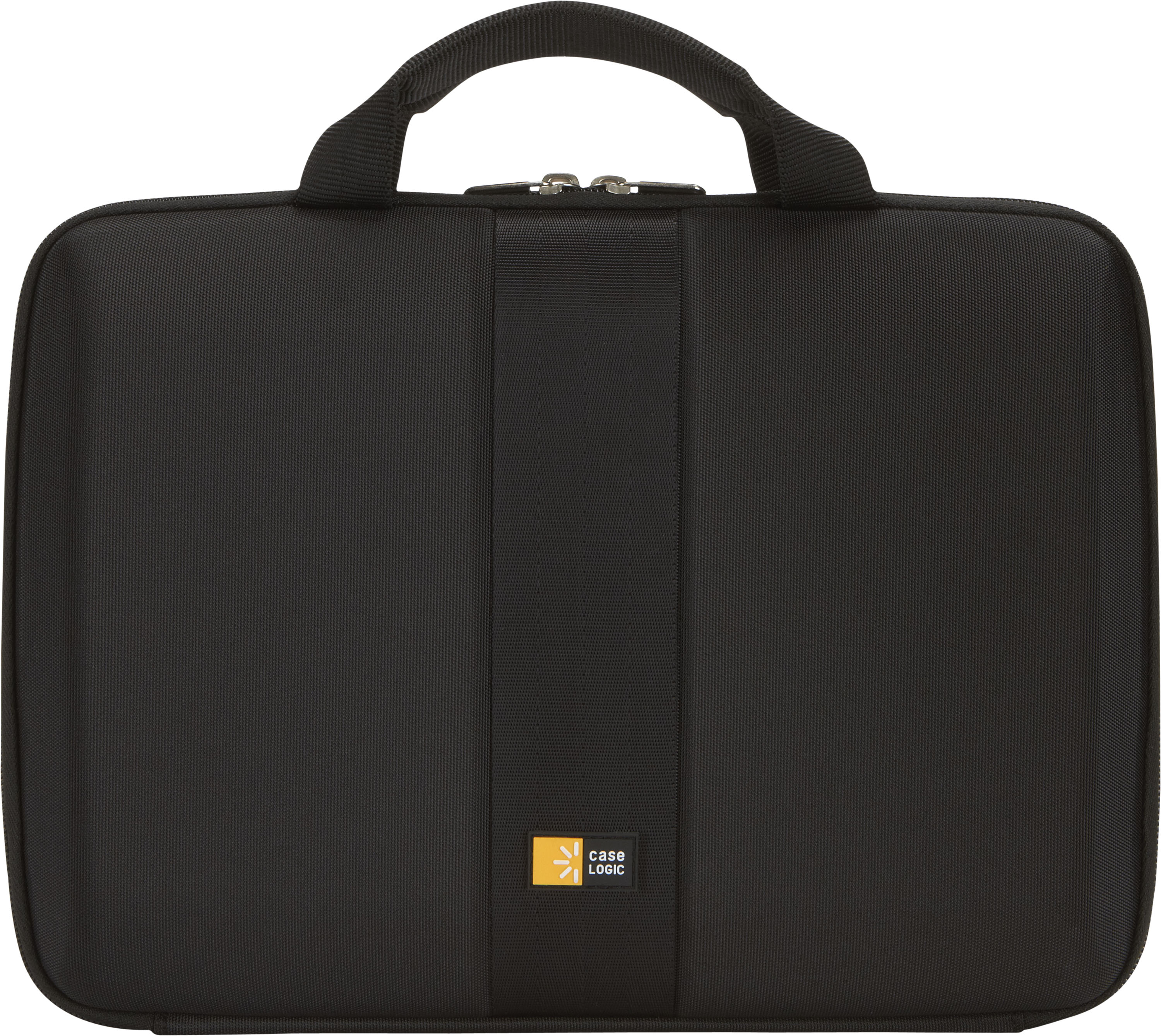 Borsa nera per laptop con manico ed etichetta Case Logic.