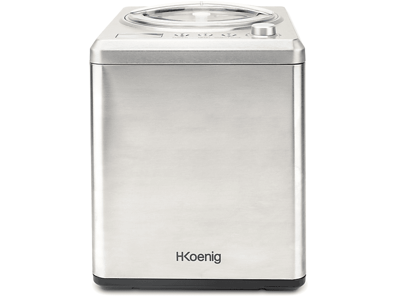 H.KOENIG H.Koenig professionelle Eismaschine HF340 / 2 L / 180 W / Kühlfunktion / Eis, Frozen Joghurt, Sorbet Eiscrememaschine (180 Watt, Silber) | Sorbetmaschine