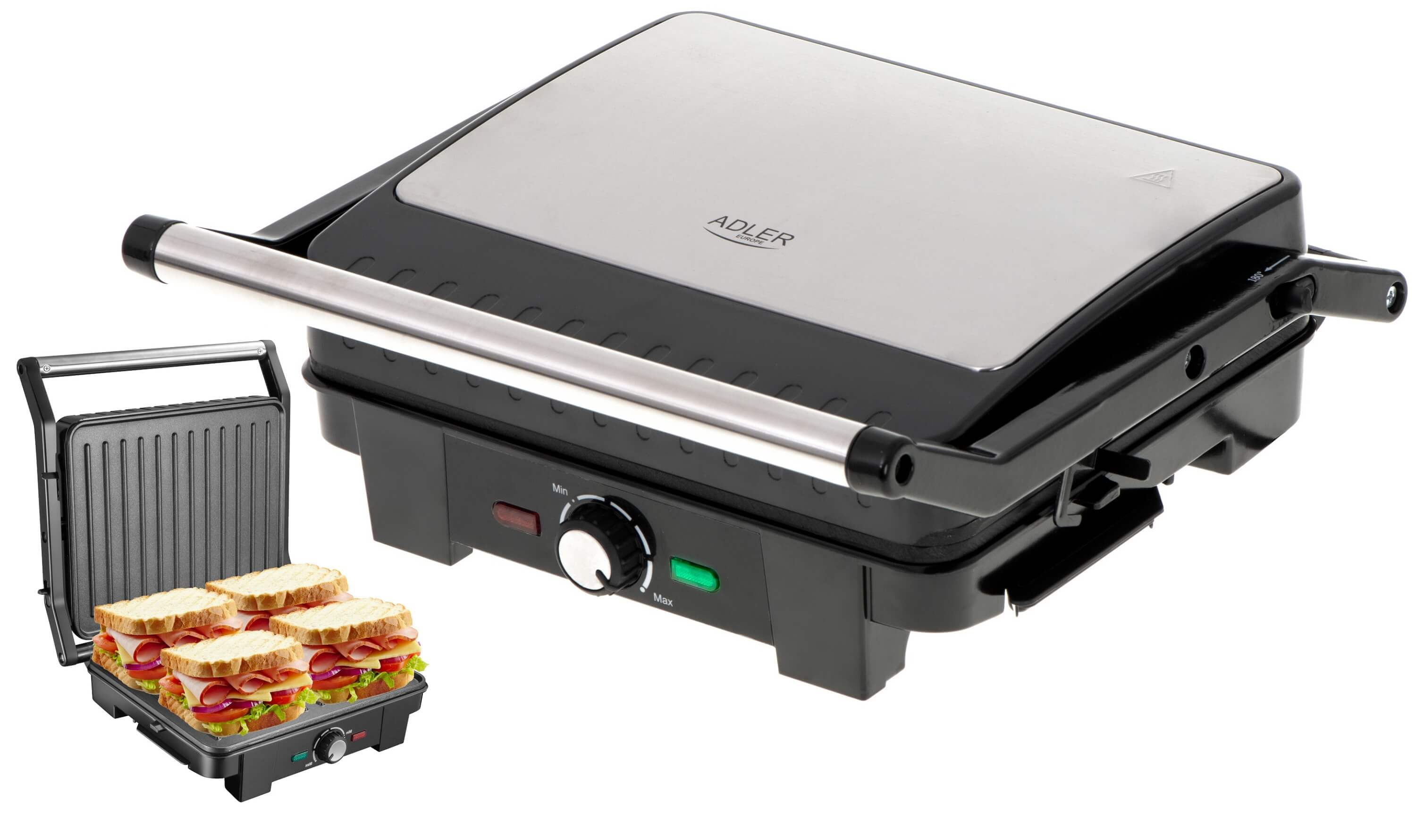 ADLER EUROPE Paninigrill Elektrischer Maker AD-3051 Grill Panini Kontaktgrill