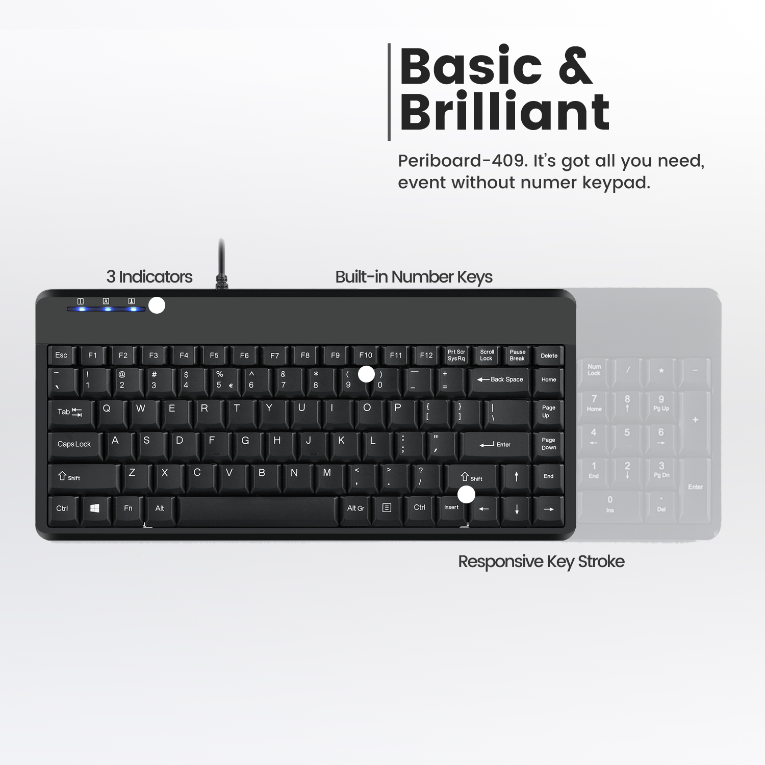 PERIXX PERIBOARD-409 Tastatur U, Mini