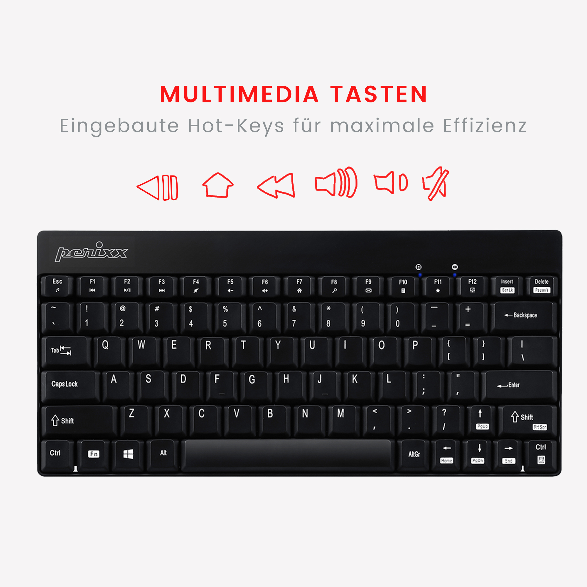 PERIDUO-712, Tastatur Maus Kabelgebundene und Schwarz/Rot PERIXX Set,